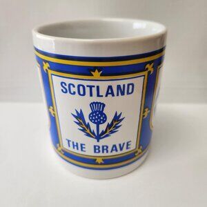 Vintage Scotland the Brave Mug Coloroll England Blue Lion Thistle Crest Souvenir